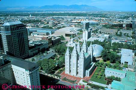 Stock Photo #12677: keywords - aerial aerials church churches cities city day down downtown downward elevate elevated horz lake latter look looking mormon overhead saints salt temple utah view