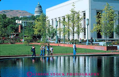 Stock Photo #12678: keywords - building capitol city day fountain horz lake latter main mormon people plaza plazas pond reflecting reflection reflects saints salt square state street summer temple through utah walk water