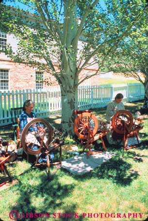 Stock Photo #12667: keywords -  building buildings church city desert heritage historic history lake living mormon museum museums old park reconstruct reconstructed reconstruction salt shade site spin spinning spins tradition traditional utah vert village woman women wool work