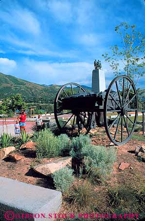 Stock Photo #12681: keywords - church city commemorate commemorates commemorating day heritage historic history is lake latter monument monuments mormon park place saints salt site this utah vert wagon wheel wheels