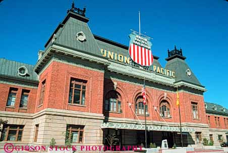 Stock Photo #9683: keywords -  architecture brick building buildings cities city horz lake old pacific railroad railroading railroads salt station stations union utah