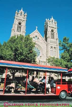 Stock Photo #9686: keywords - building buildings bus buses cathedral cities city group groups lake madelaine of salt tour touring tourism tourist tourists tours tram trams utah vehicle vert