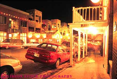 Stock Photo #9694: keywords - area areas chilly city cold dark destination destinations dusk evening horz lighting lights main park resort resorts season sidewalk ski snow street streets town towns travel utah west western winter