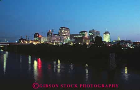 Stock Photo #7636: keywords - america american architecture building buildings business center cities city cityscape cityscapes cumberland downtown dusk evening high horz lighting lights modern nashville new night office rise river skyline skylines tennessee urban usa water