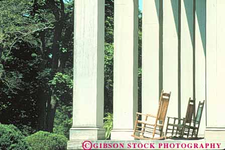 Stock Photo #11028: keywords -  american antique antiques belle chair chairs column columns corner corners furniture historic history horz line linear lines meade nashville old outdoor outside parallel patio pattern porch porches row rows serial site square support supports tennessee upright vintage
