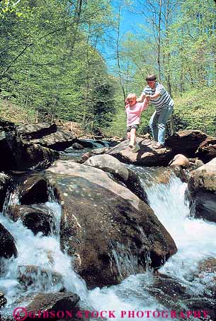 Stock Photo #14001: keywords -  appalachia appalachian assist assisting assists careful carolina caution child children creek daughter explore exploring fall falls girl great hands help helper helping helps hike hiker hikers hiking hold mother mountain mountains national natural nature north oconaluftee park parks public released river rivers rock rocks slippery smoky stream vert water woman