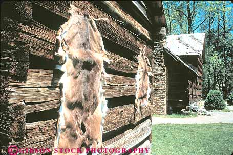 Stock Photo #14002: keywords - animal appalachia appalachian building carolina dried farmstead fur furs great hide hides horz mountain mountains national north oconaluftee park parks pelt pelts public smoky tanned