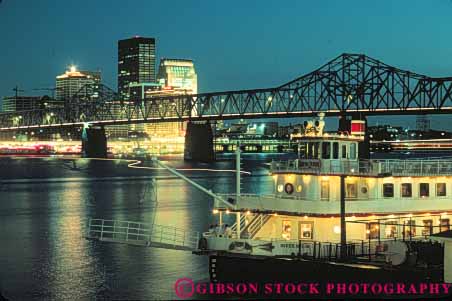Stock Photo #7649: keywords -  america american architecture building buildings business center cities city cityscape cityscapes dark downtown dusk evening high horz kentucky lighting lights louisville modern new night office ohio rise river skyline skylines urban usa
