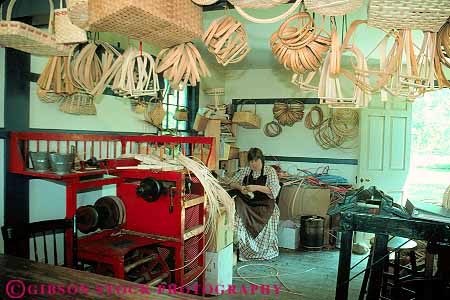 Stock Photo #12145: keywords -  basket baskets buildings columbus craft crafts craftsman demonstrate demonstrates demonstration historic history horz living maker museum museums ohio site village woman