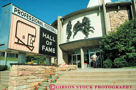 Stock Photo #14157: keywords - acknowledge acknowledges building canton commemorate commemorates commemorating display displaying displays distinguish distinguished exhibit exhibiting exhibits exterior fame football hall halls horz of ohio outside pro sport sports stars
