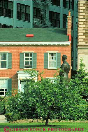 Stock Photo #11805: keywords -  abraham brick cincinnati house lincoln ohio statue statues vert