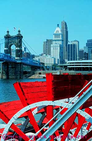 Stock Photo #3321: keywords -  building cincinnati city cityscape downtown ohio river skyline vert