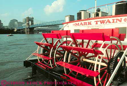 Stock Photo #11823: keywords - boat boats cincinnati horz mark ohio paddle river riverboat riverboats rivers twain urban waterfront wheel
