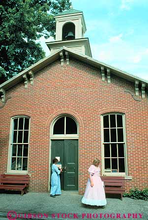 Stock Photo #14159: keywords - brick building buildings canal church churches coshocton costume costumed dressed era historic history living museum museums ohio old preserve preserved restored roscoe toowns town tradition traditional vert village villages vintage woman