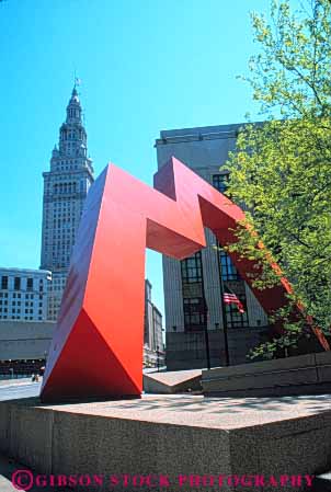 Stock Photo #7661: keywords -  america american architecture building buildings business center cities city cityscape cityscapes cleveland downtown high modern new office ohio public rise sculpture skyline skylines urban usa vert