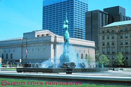 Stock Photo #7663: keywords -  america american architecture art building buildings business center cities city cityscape cityscapes cleveland downtown fountain high horz memorial modern new office ohio plaza public reach rise sculpture skyline skylines urban usa
