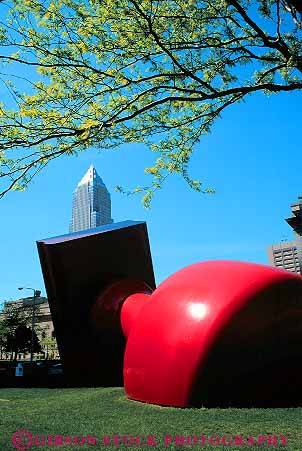 Stock Photo #11986: keywords -  big cities city cleveland downtown giant gigantic huge large ohio oversize oversized rubber sculpture sculptures stamp urban vert