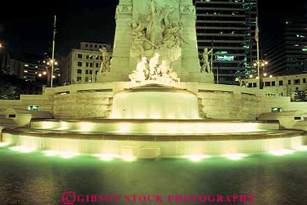 Stock Photo #13706: keywords -  american and building buildings comemmoates comemmorate comemmorating dark downtown evening fountain fountains heritage historic history honor honors horz indiana indianapolis l;ighting lights memorials monument monuments night sailor sailors soldier soldiers statue statues stone war wars
