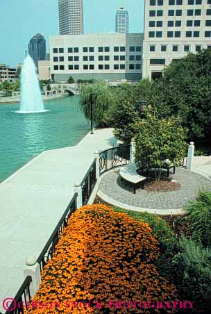Stock Photo #7671: keywords - america american architecture building buildings business center cities city cityscape cityscapes downtown fountain garden high indiana indianapolis modern new office park plaza rise skyline skylines urban usa vert