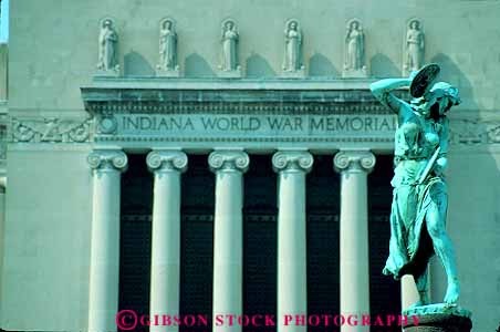 Stock Photo #11953: keywords - commemorate commemorates commemorating horz ii indiana indianapolis memorial memorials midwest shrine shrines statue statues war world