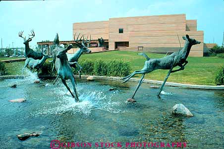 Stock Photo #11964: keywords - animal animals cities city deer eiteljorg fountain horz indiana indianapolis museum museums running sculpture sculptures water