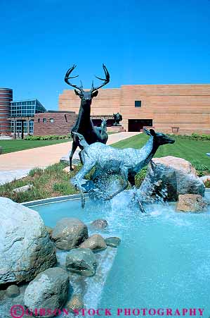 Stock Photo #17561: keywords -  animal animals art artistic center city deer downtown eiteljorg fountain fountains indiana indianapolis metal museum museums public sculpture sculptures statues urban vert water