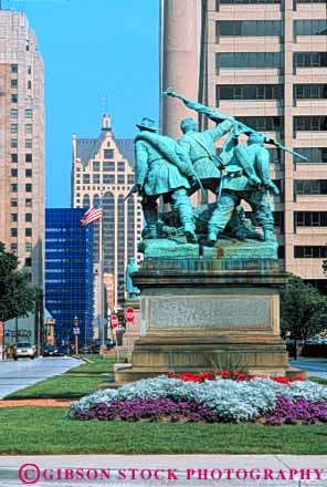 Stock Photo #7673: keywords -  america american architecture avenue building buildings business center cities city cityscape cityscapes downtown high memorial milwaukee modern new office rise skyline skylines statue statues urban usa vert wisconsin