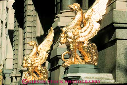 Stock Photo #11361: keywords -  animal animals building gold golden horz milwaukee mitchell statue statues wing wings wisconsin