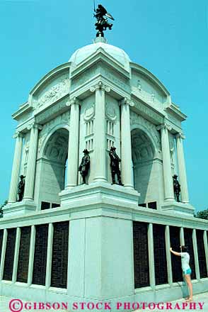 Stock Photo #12442: keywords - american civil commemorate commemorates commemorating gettysburg historic history memorial memorials military monument monuments national park pennsylvania vert war