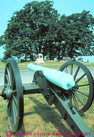 Stock Photo #12444: keywords -  american antique canon canons civil commemorate commemorates commemorating gettysburg historic history memorials military monument monuments national old park pennsylvania vert vintage war