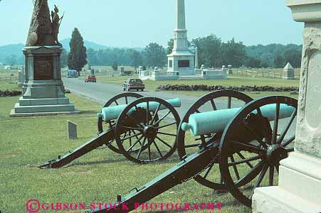 Stock Photo #12448: keywords -  american canon canons civil commemorate commemorates commemorating gettysburg historic history horz memorials military monument monuments national park pennsylvania war