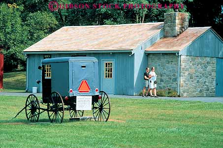 Stock Photo #14213: keywords -  amish attraction carriage carriages country cultural culture destination display displaying displays dutch heritage history horz living park pennsylvania people strasburg tourist tourists travel traveler village visitor visitors