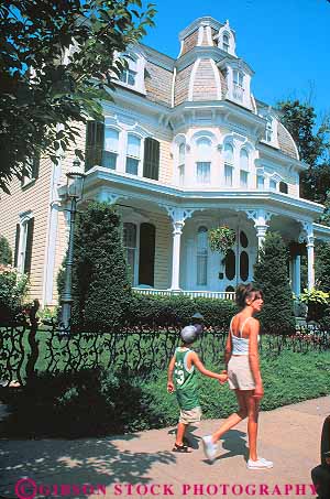 Stock Photo #14228: keywords -  child destination front hope hotel hotels in inn inns mansion mother new of pennsylvania people sidewalk son summer tourist travel vert walk walking walks woman