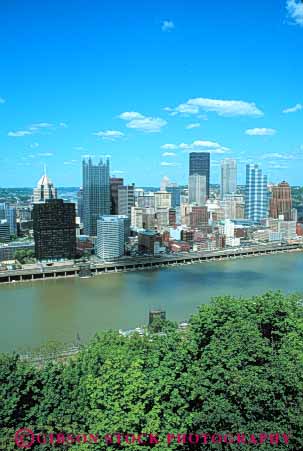 Stock Photo #7684: keywords -  america american architecture building buildings business center cities city cityscape cityscapes downtown high modern monongahela monongohela new office pennsylvania pittsburgh rise river skyline skylines urban usa vert