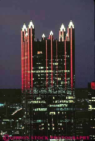 Stock Photo #11212: keywords -  abstract architecture building buildings center cities city cityscape cityscapes dark downtown dusk evening high lighting modern night office pennsylvania pittsburgh place ppg reflect reflecting reflection reflects rise street streets sunset urban vert