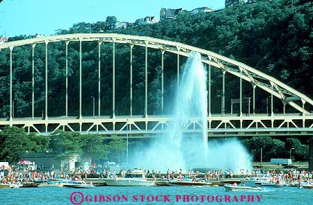 Stock Photo #11229: keywords -  arch arches boat boaters boating boats bridge bridges cities city crowd crowded downtown fort fountain gathering horz near park pennsylvania people pitt pittsburgh point recreation river state summer urban