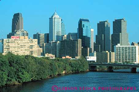 Stock Photo #7693: keywords -  america american architecture building buildings business center cities city cityscape cityscapes downtown high horz landscape modern new office pennsylvania philadelphia rise river scenic schuylkill skyline skylines urban usa water