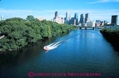 Stock Photo #12770: keywords -  boat boating buildings cities city cityscape cityscapes downtown horz outboard pennsylvania philadelphia rivers schulykill skyline skylines urban