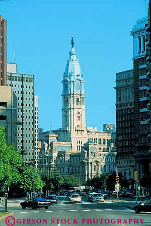 Stock Photo #11174: keywords - architecture building buildings cities city colonial design downtown hall halls landmark landmarks municipal pennsylvania philadelphia public street streets style tall tower towers urban vert