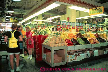 Stock Photo #11179: keywords -  display food fruit horz market pennsylvania people philadelphia produce retail shop shopper shoppers shopping stand station women
