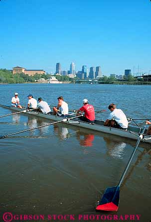Stock Photo #11187: keywords -  boat boating college man men oar of pennsylvania philadelphia race racing river rivers row rowers rowing schuykill sport sports students team teams university vert