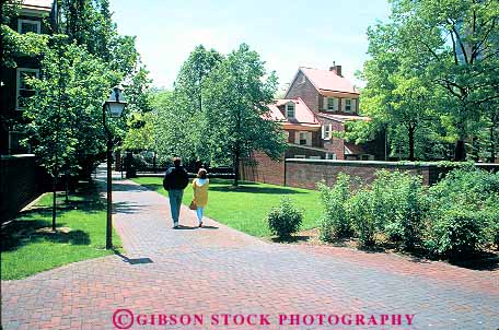 Stock Photo #11192: keywords - american brick bricks couple garden historic history horz independence magnolia national park pennsylvania people philadelphia site through walk walker walkers walking