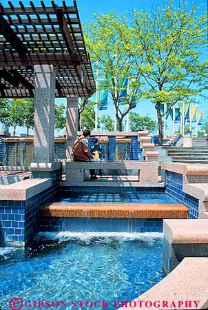 Stock Photo #11195: keywords -  and boy dad father fountain fountains great landing man moment outdoor outside pair parent penns pennsylvania philadelphia plaza private share single son together two vert waterfront