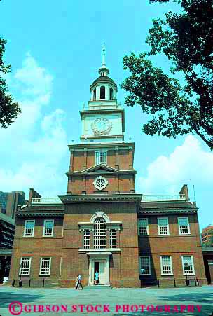 Stock Photo #11199: keywords - american architecture brick buildings colonial design freedom hall heritage historic history independence landmark national old park parks pennsylvania philadelphia revolutionary site steeple style tall tower vert vintage war