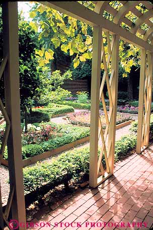 Stock Photo #12764: keywords -  american century english garden gardens heritage historic history independence landscape landscaped national old park parks pennsylvania philadelphia site style traditional trellis vert vintage