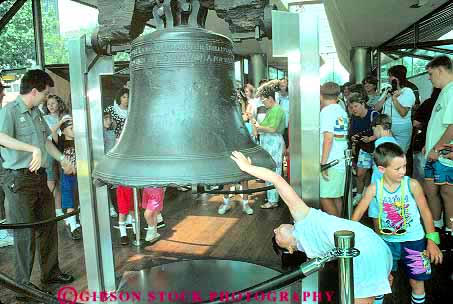 Stock Photo #19718: keywords - bell bells child children horz independence kid kids liberty look looking national park parks pennsylvania people philadelphia public touch touches touching