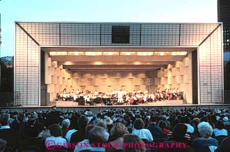 Stock Photo #8972: keywords - band chicago concert dark destination dusk evening grant horz illinois lighting lights orchestra park people perform performance performing shell show summer tourist tourists travel traveler travelers