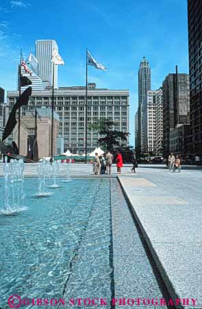 Stock Photo #9005: keywords -  center chicago cities city civic daly design downtown fountain illinois plaza plazas street streets streetscape style urban vert water