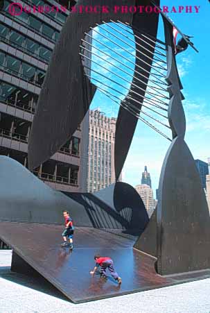 Stock Photo #9010: keywords -  abstract abstraction abstracts art chicago child children downtown fun illinois metal picasso play public sculpture sculptures steel urban vert