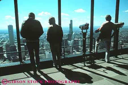 Stock Photo #9013: keywords -  aerial building chicago deck downtown elevate elevated expansive floor hancock height high horz illinois observation of panoramic people see urban view windows